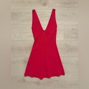 Zara Red A-line V-neck Mini Dress
